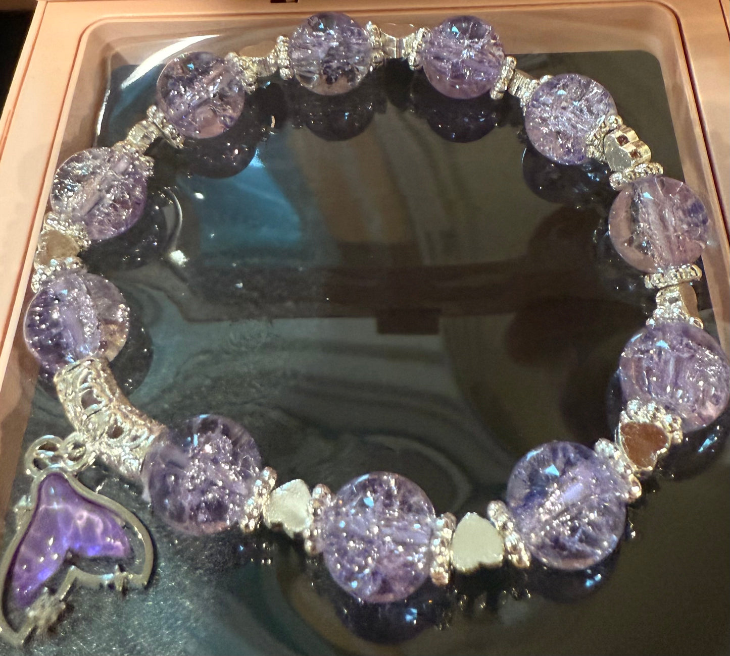 Crackle Glass Beaded Bracelet – Unique Handmade Liuli Jewelry, Sparkling Under Light