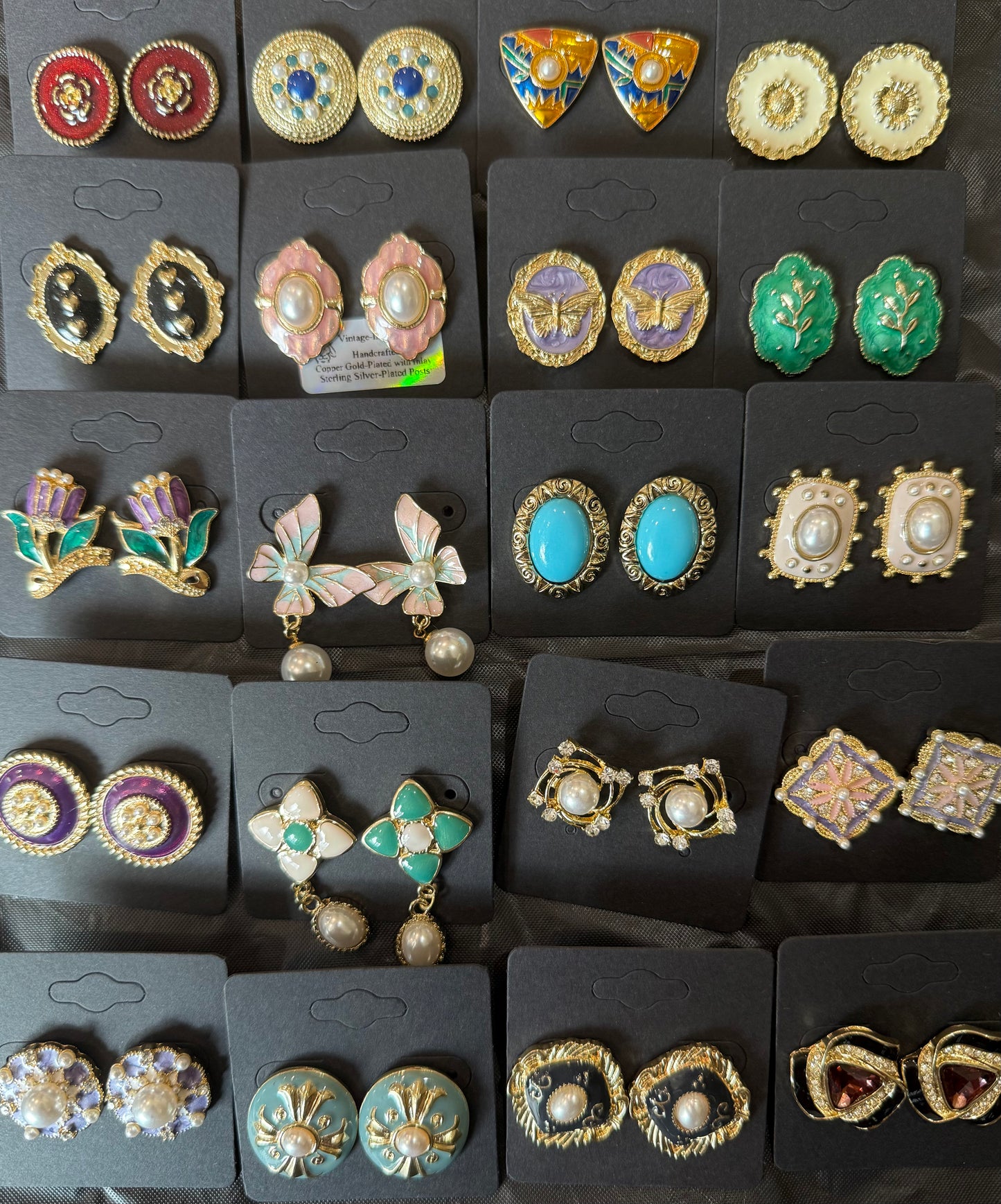 Vintage-Inspired Handmade Earrings – Thick Silver-Plated Posts, Enamel Handcrafted Design