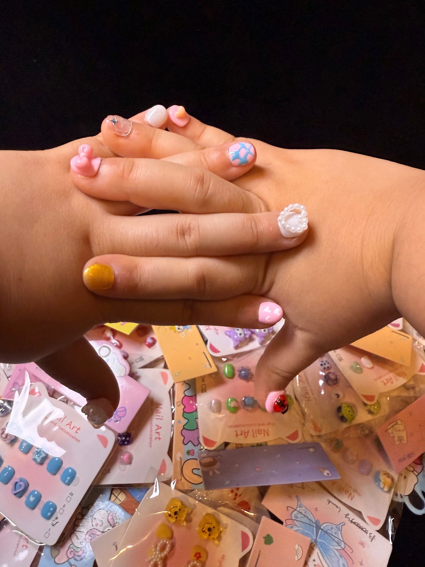 Handmade Kids Press-On Nails – Fun Cartoon Nail Art Set, Easy to Wear & Change Anytime with Mood and Style