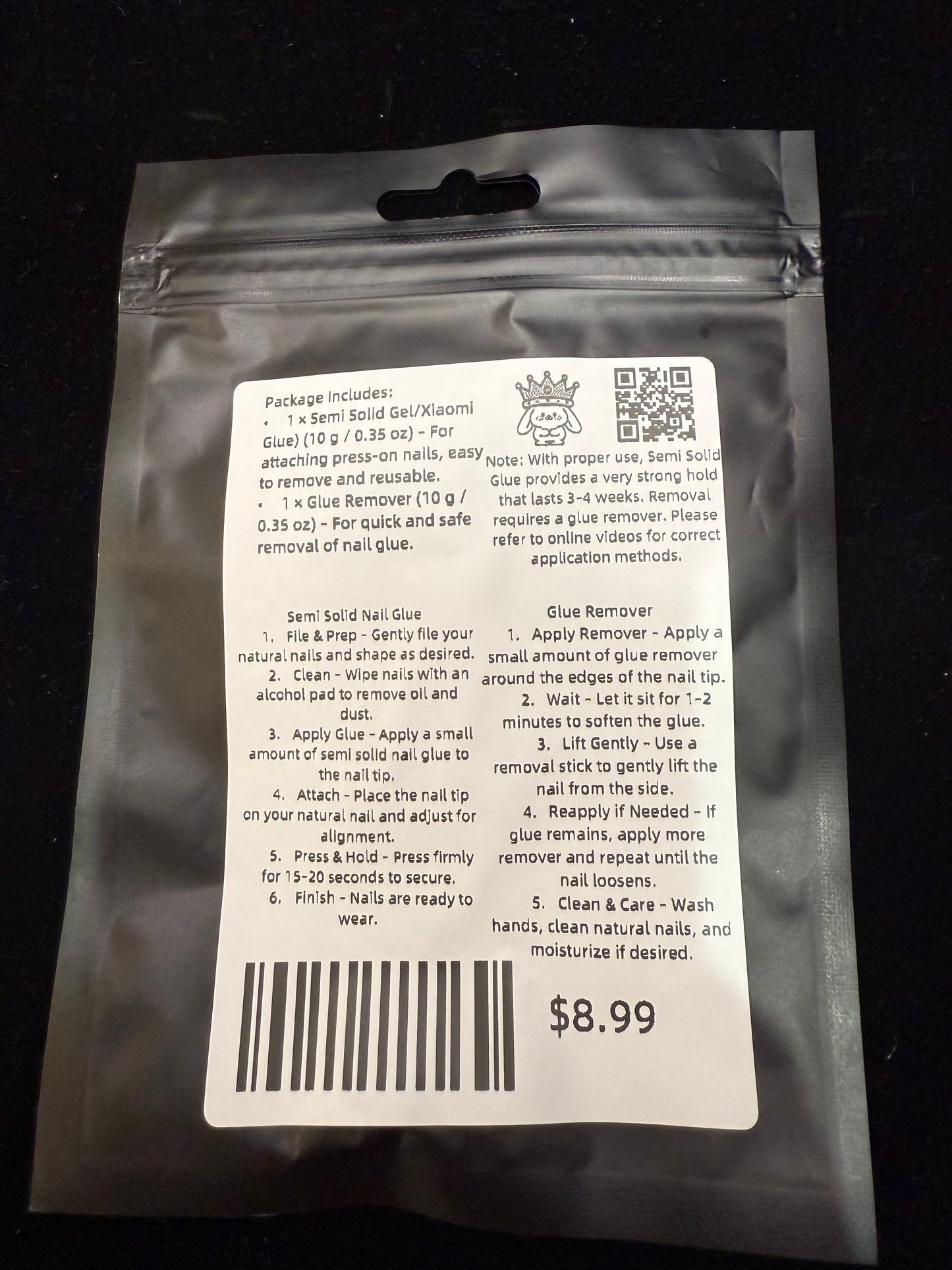 Semi Solid Nail Glue & Remover Set (0.35oz) – Strong Hold 3–4 Weeks, Easy & Safe Removal