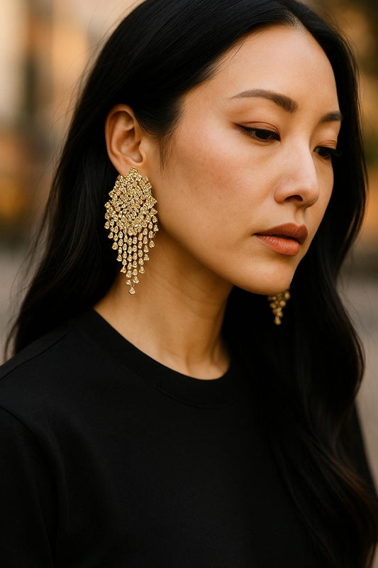 Oversized Tassel Earrings  Statement Dangle Jewelry, Bold Party & Runway Style