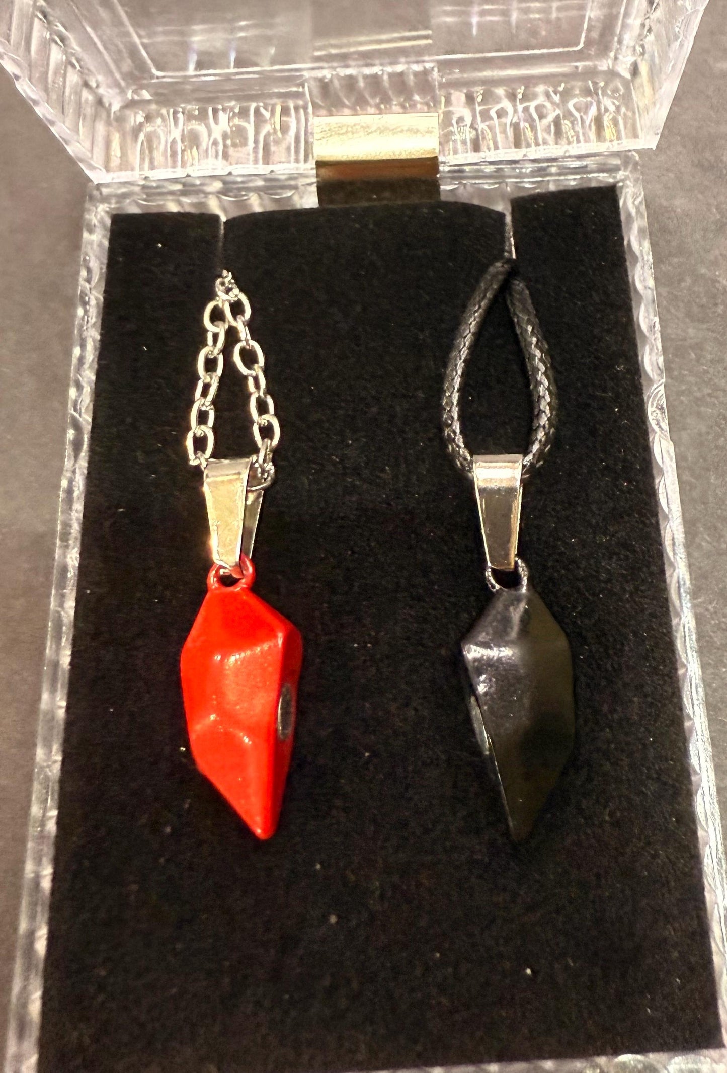 Magnetic Couple Necklace  Red & Black Matching Heart Pendant, Romantic Gift for Lovers