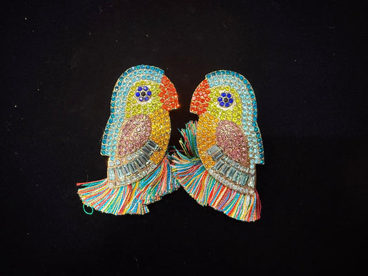 Colorful Parrot Statement Earrings  Rhinestone Crystal & Tassel Styles