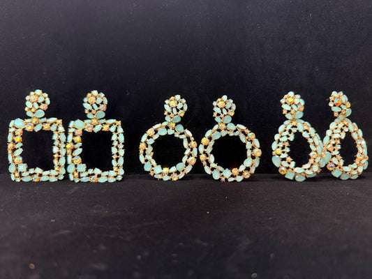 Crystal Statement Earrings  Different Shapes color | Heavy Rhinestone Glam Earrings for Party, Wedding & Night Out