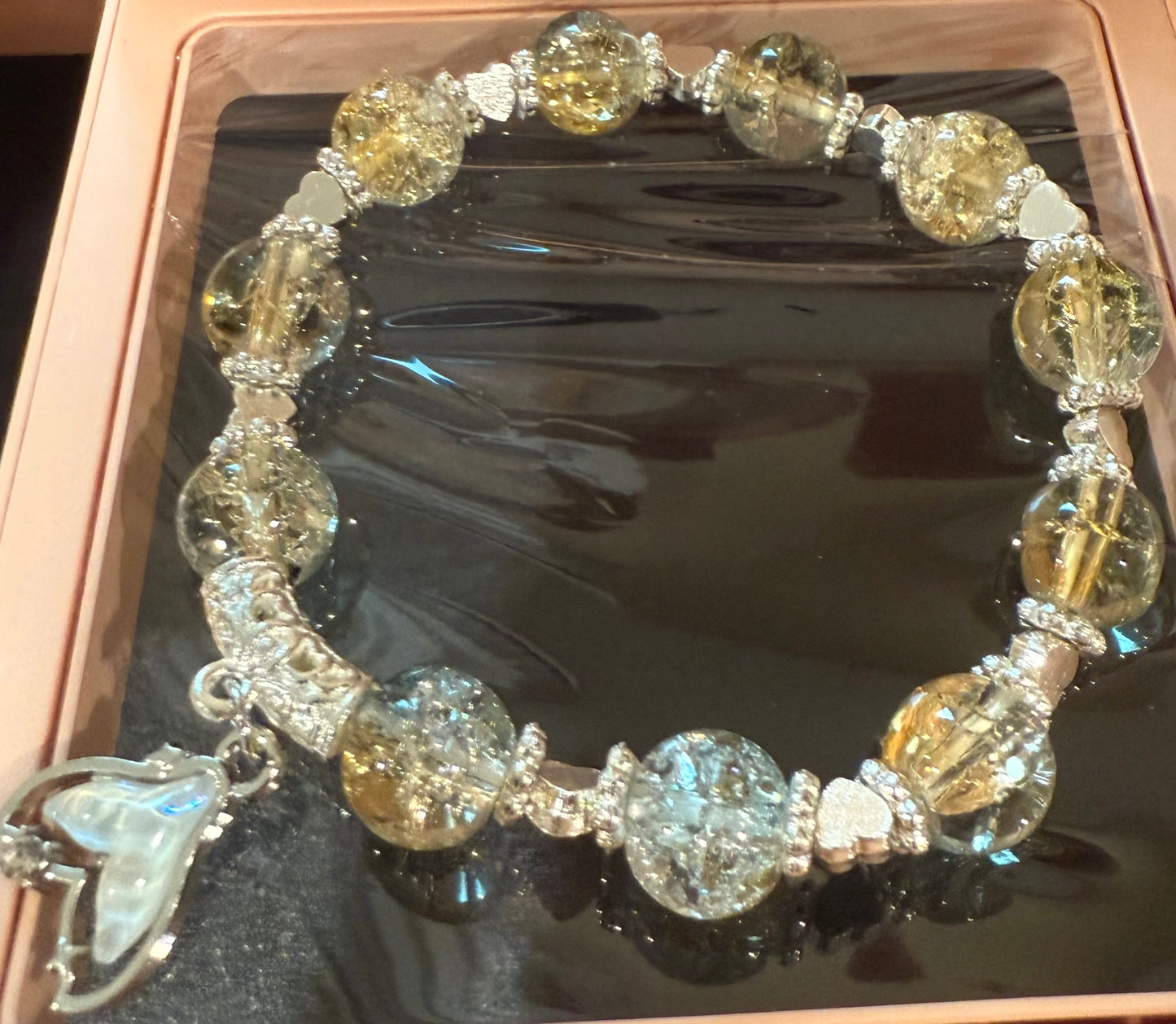 Crackle Glass Beaded Bracelet – Unique Handmade Liuli Jewelry, Sparkling Under Light