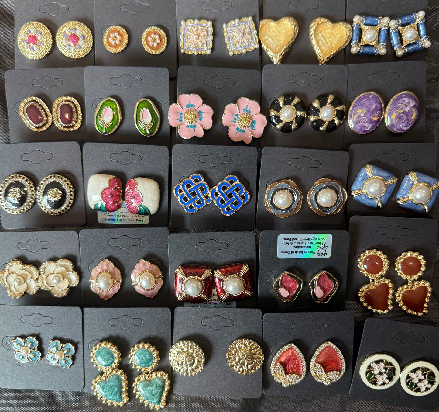 Vintage-Inspired Handmade Earrings – Thick Silver-Plated Posts, Enamel Handcrafted Design