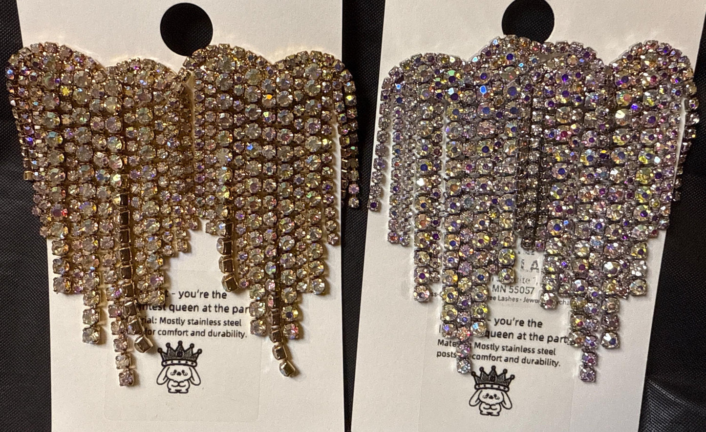 Oversized Long Tassel Earrings  Sparkling Gold & Silver Fringe Statement Jewelry