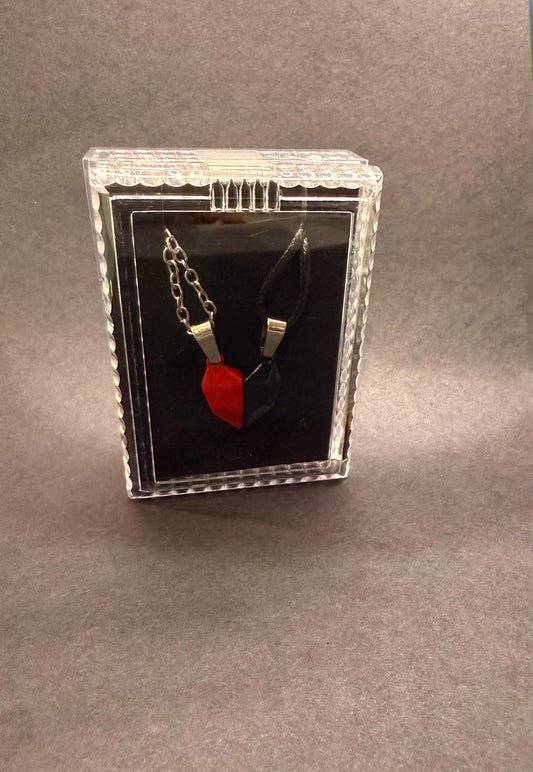 Magnetic Couple Necklace  Red & Black Matching Heart Pendant, Romantic Gift for Lovers