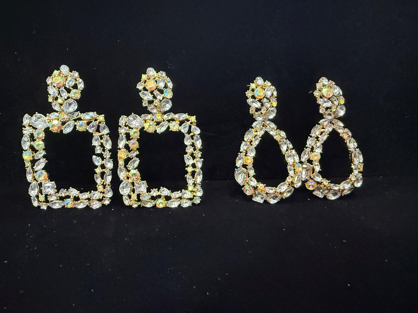 Crystal Statement Earrings  Different Shapes color | Heavy Rhinestone Glam Earrings for Party, Wedding & Night Out